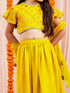 Girl's' Yellow Mirror Georgette Lehenga Set